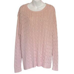 Lauren Ralph Lauren Pink Cable Knit Sweater Size XL